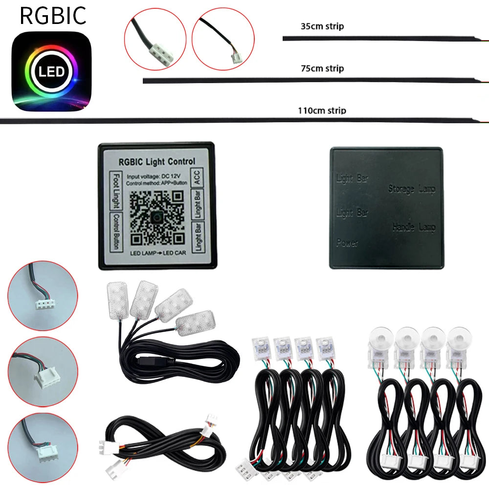 Full Colors Streamer Symphony RGBIC Ambient Light Accessories 3 wire LED Strip (RGB Door/Storage/Footlight 4 wire) "LED Lamp"App