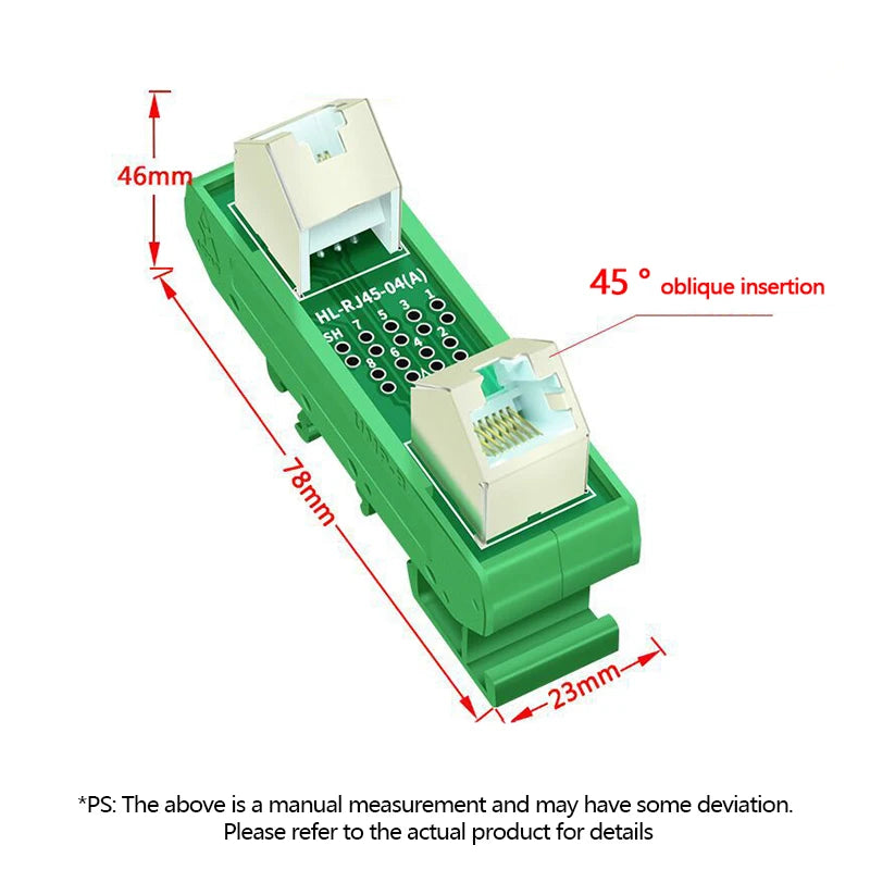1PCS Din Rail Mounting RJ45 Female To Female Splitter Board RJ45 45 Degree Breakout Board