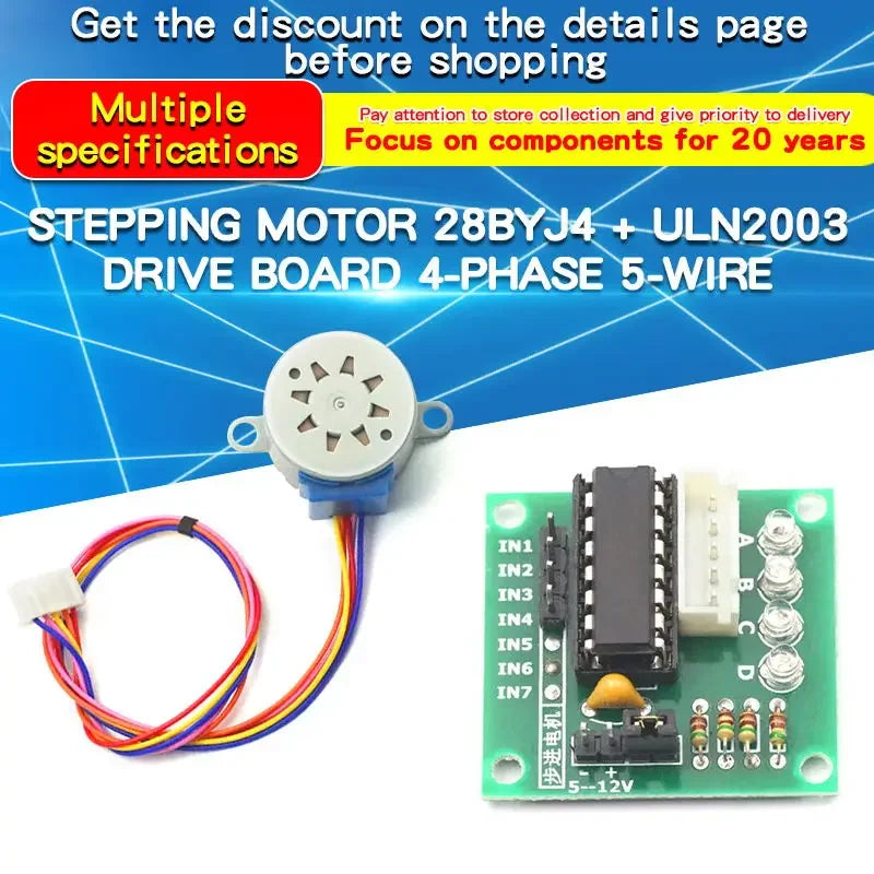 1PCS 28BYJ4 Stepper Motor ULN2003 Driver Board 4-Phase 5-Wire 5V Stepper Motor Deceleration Motor Module PIC MCU DIY