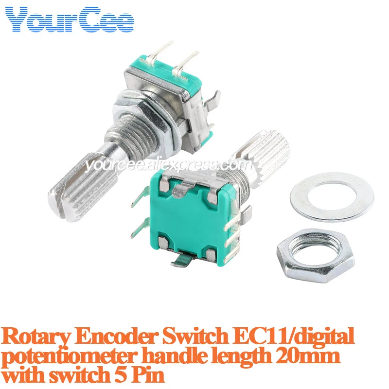 2pcs/1pc EC11 360 Degree Rotary Encoder Module with Knob Cap Potentiometer Digital Pulse Output for Household Electric Appliance