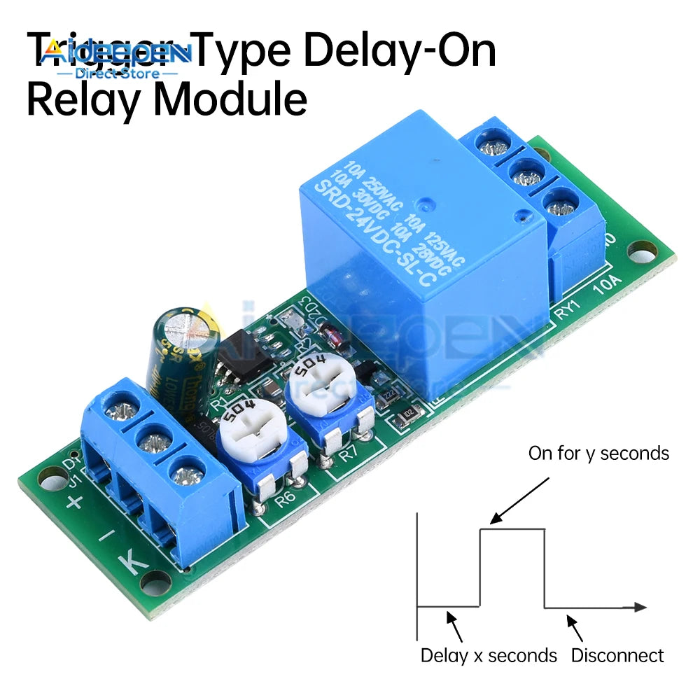 DC 5V 12V 24V Dual Relay Module Adjustable Time 0-100 Second 0-15 Minute 2 Speed Adjustable Trigger Control Relay Module Switch