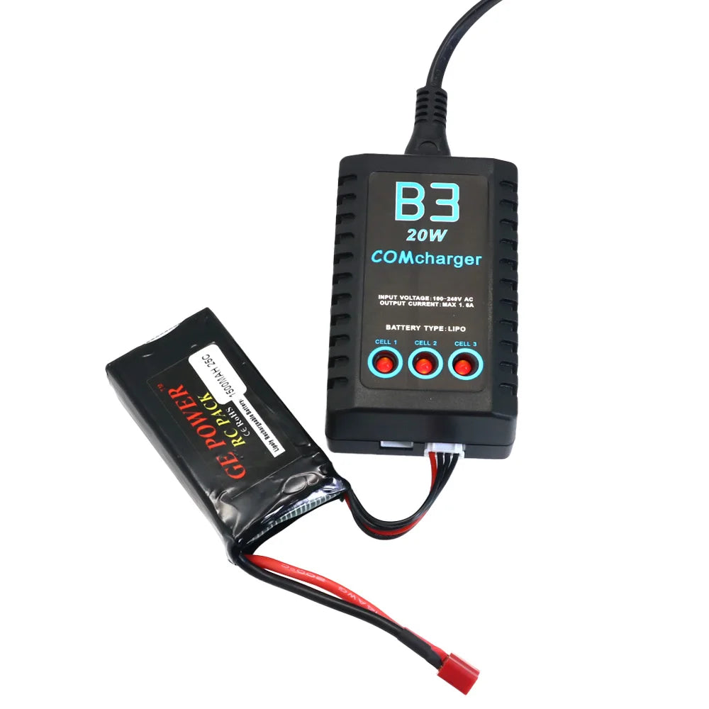 ComCharger Imax B3 20W 1.6A Compact Portable Battery Balance Charger For 7.4V 11.1V RC LiPo Battery EU US