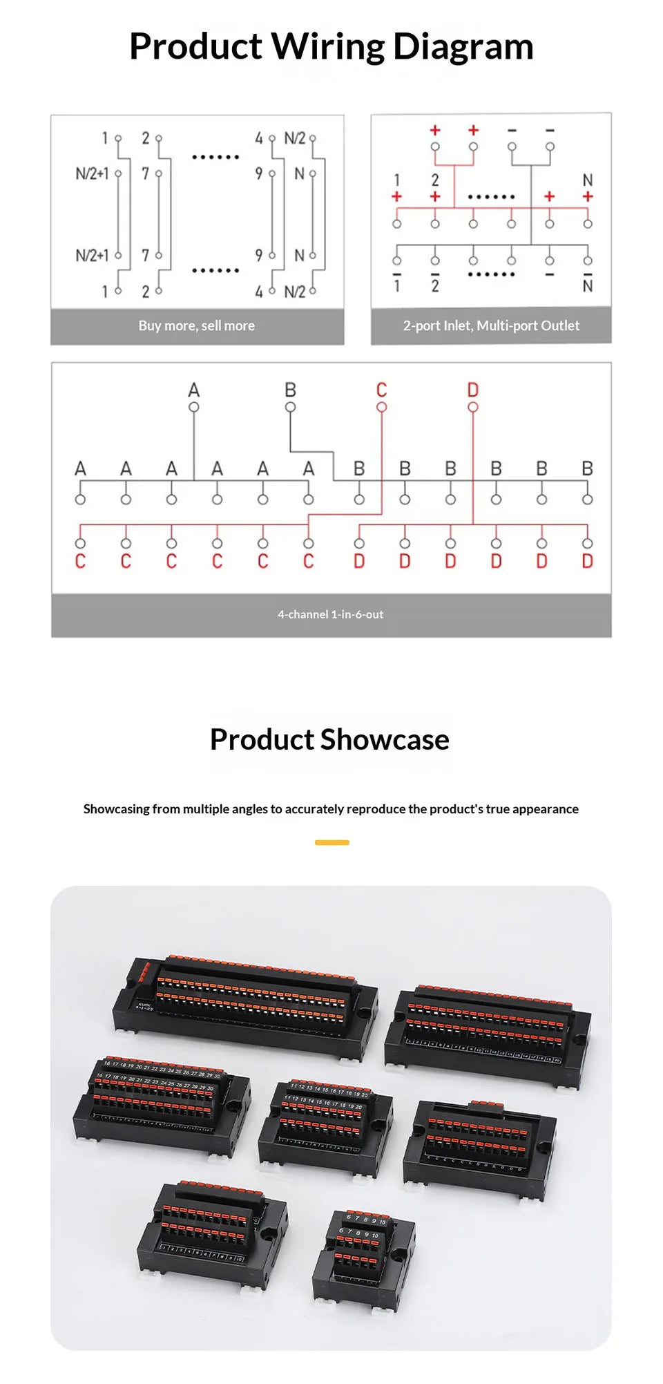 One in Multiple Out Direct Insertion Terminal Block Distribution Box DIN Rail Power Common Splitter PLC Signal Line Junction Box