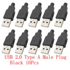 10Pcs USB Connectors Type C / Micro / USB 2.0 Type A Male Female Assembly Adapter DIY Soldering Repair Data Charging Plug Socket
