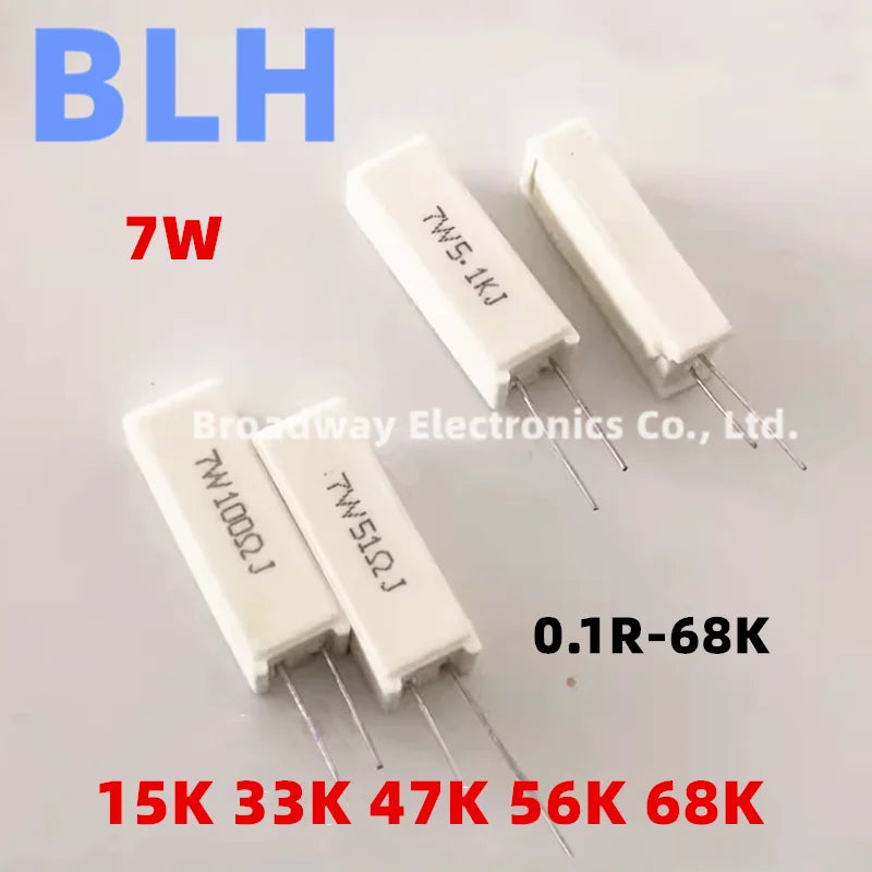 5PCS Vertical Cement Resistance SQM 7W 5% 15K 33K 47K 56K 68K 100K 8.2K ohm Ceramic resistor