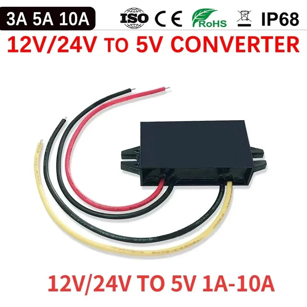 12V 24V to 5V 3A-10A Step Down DC Converter Regulator 24V12 V Buck to 5 V 12 Volt to 5 Volt LED Power Supply for Cars