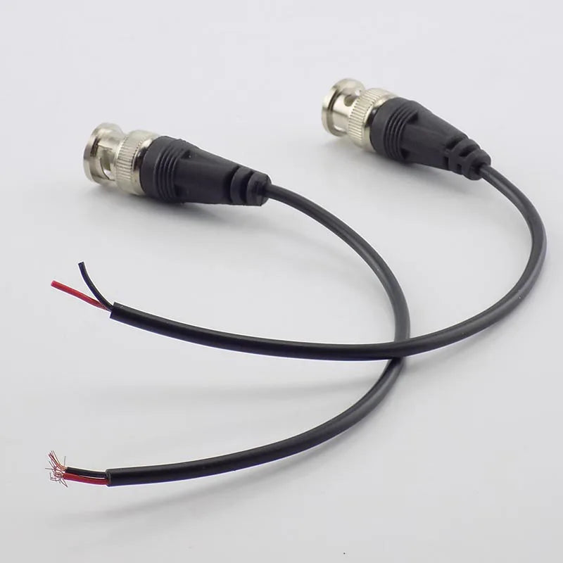 2Pcs BNC Connector Male to Double Female Plug DC Power Cable Pigtail Wire Adapter Line For CCTV Camera Home Security BNC Monitor