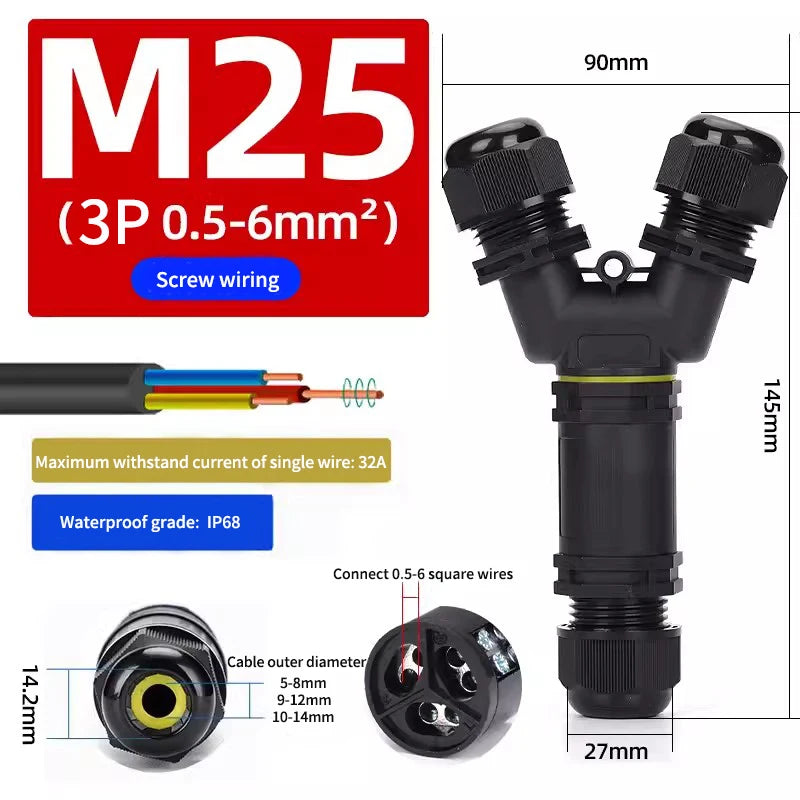 IP68 Waterproof Connector 2/3/4/5 Pin Screw Wiring Terminal Adapter For LED Light Electric Wire Connector Outdoor Junction Box