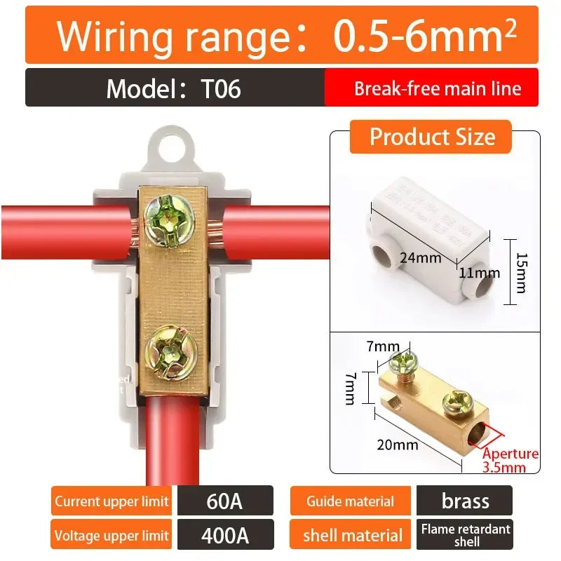 5/10PCS T-type High power branch terminal wire terminal Quick Junction Box Terminal Block Electric Cable CONNECTORS  copper