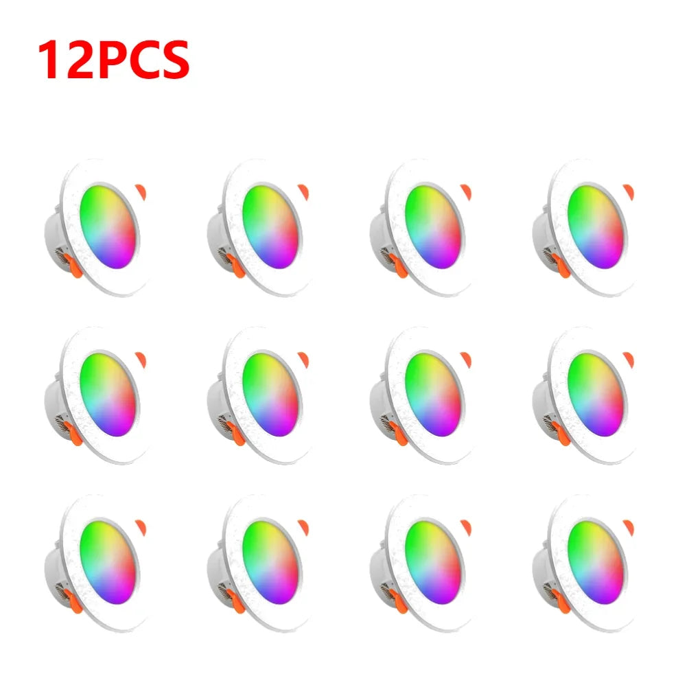 12-1Pcs RGB LED Bulb Tuya Dimmable Downlight Spotlight Bluetooth-Compatible Lamp 10/15W APP Control GB+CW+WW Smart Lamp