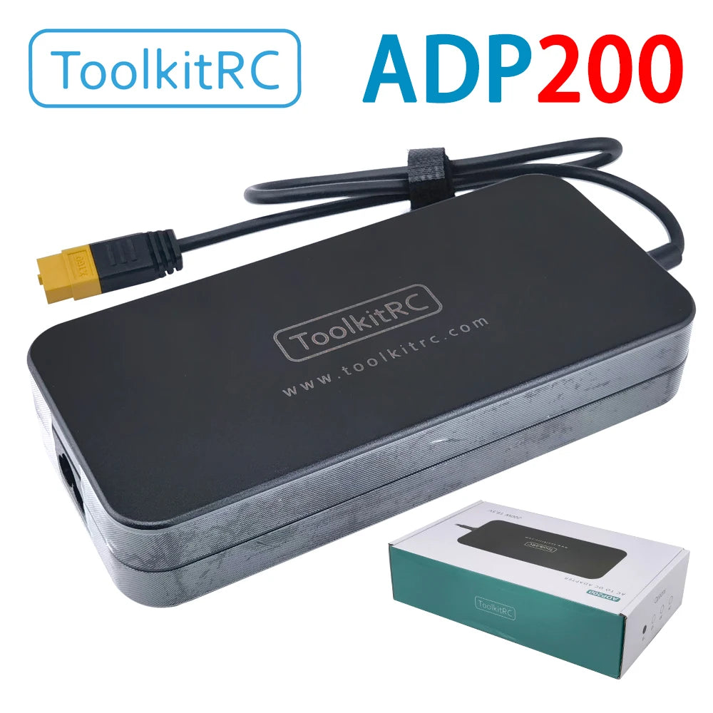 ToolKitRC ADP200 200W 4A Charger Power Supply Adapter DC19.5V 10.3A Supply XT60 Output Adapter for RC iSDT GTPower HotRC SkyRC