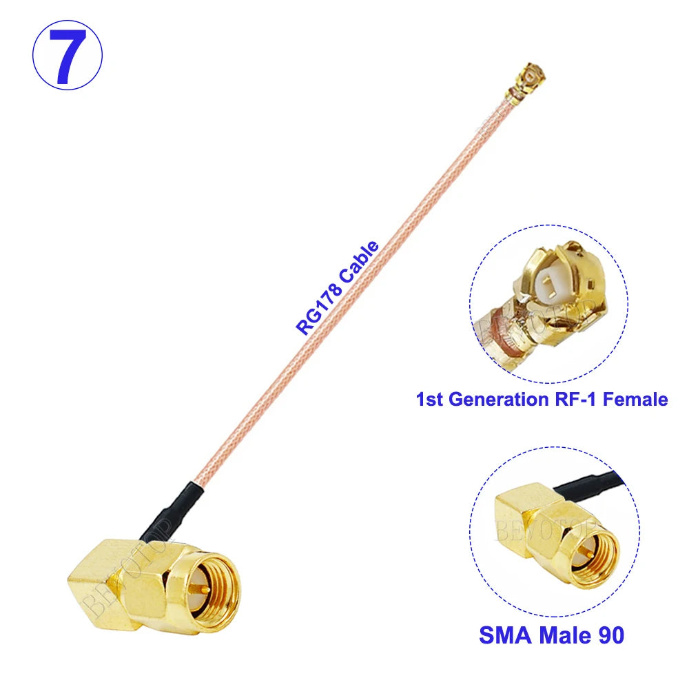 10Pcs/Lot RG-178 SMA Male/Female to U.fl IPX-1 Female Connector SMA to IPX RF Cable Pigtail Jumper  for WIFI Router GPS Antenna