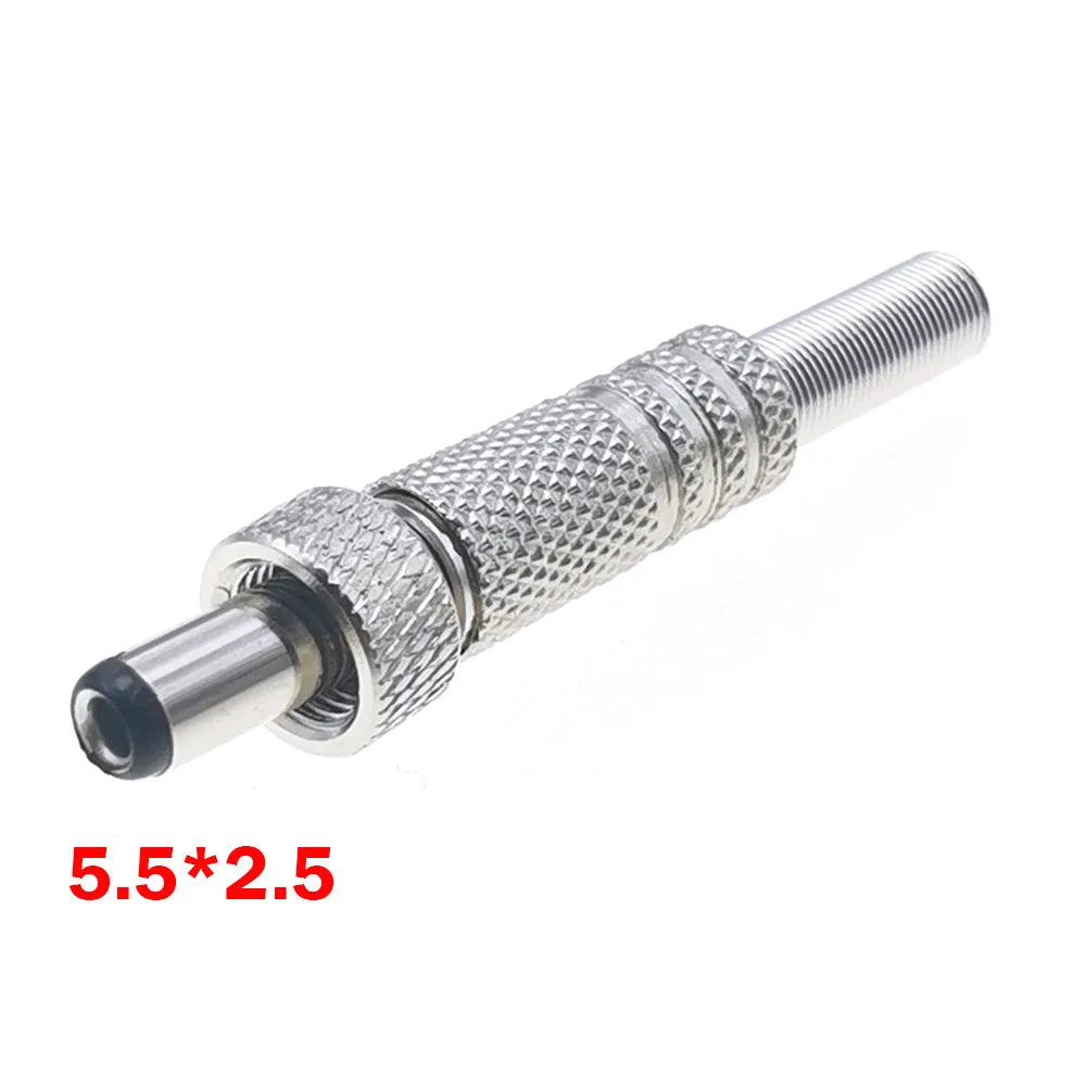 1pc 5.5 X 2.1 2.5MM Screw Locking DC Power Connector Female Plug & Metal Panel Mount Socket Locable Secure Standard Plug Socket