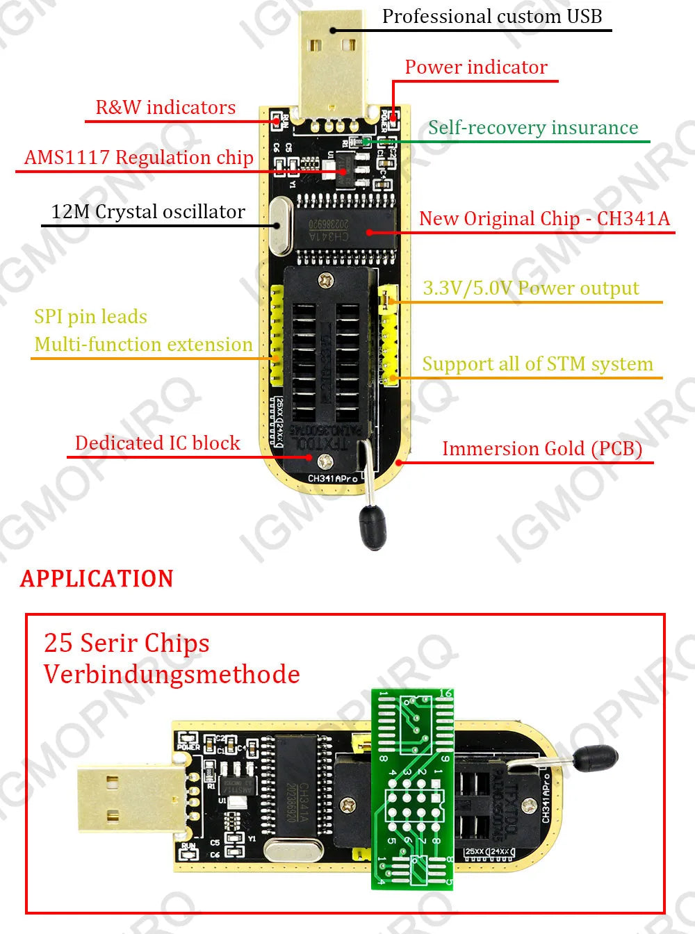 CH341A 24 25 Series EEPROM Flash BIOS USB Programmer Module + SOP16 SOIC16 Test Clip for 25 series RT809F TL866CS TL866A