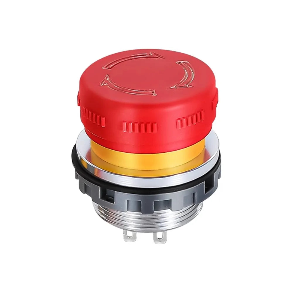 16/22mm Plastic Emergency Stop Power Push Button Switch Anti-slip IP65 Waterproof Mushroom Head Rotation Reset 1NO 1NO1NC