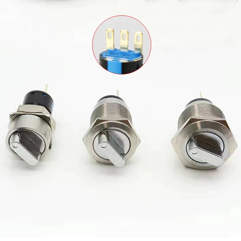 16/19/22mm, Metal Rotary Switch, Selected Toggle Switch With LED 12-24V, 2 Positions / 3 Position Waterproof