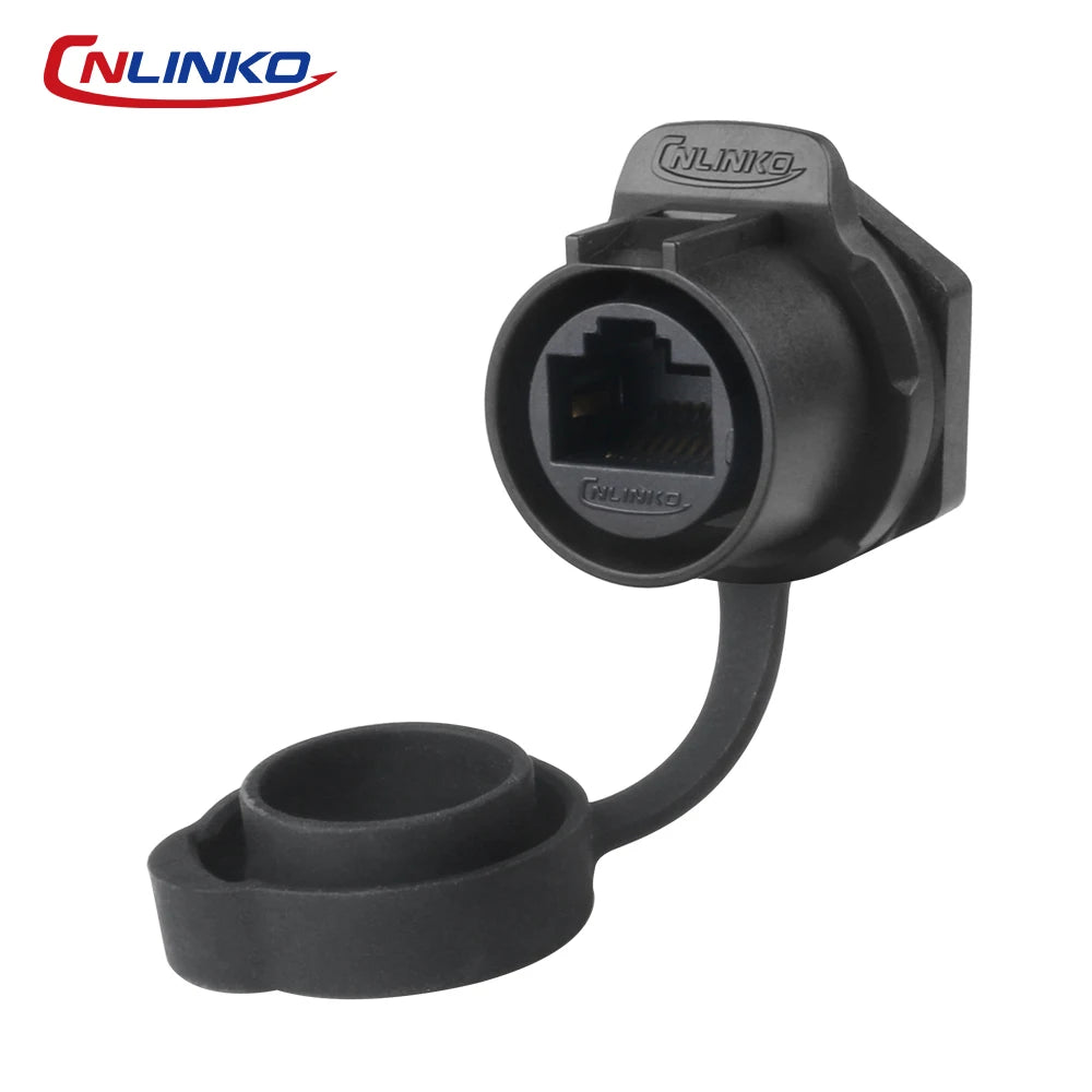 CNLINKO LP20 PBT Plastic IP68 Waterproof RJ45 Cable Signal Connector CAT6 Panel Mount Socket Plug Network Ethernet Interface