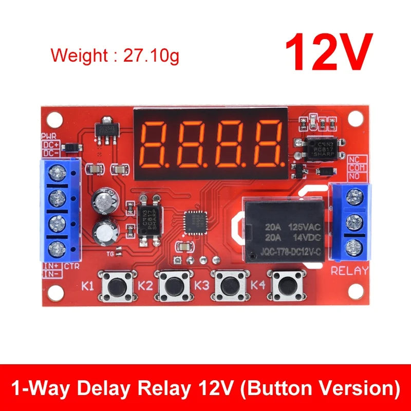DC 5V 12V 24V 10A Adjustable Time Delay Relay Module 32 Modes LED Digital Timming Trigger Timer Control Switch Pulse Cycle