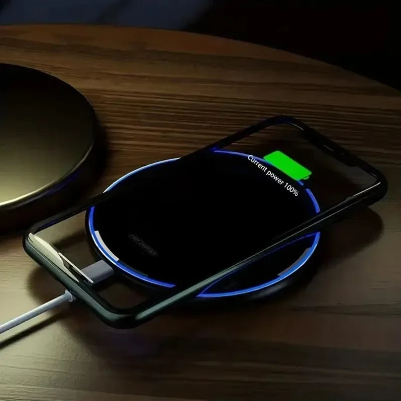 Phone Acrylic Metal Wireless Charger Station Led Light for iPhone 16 15 14 13 12 Pro Max Samsung S24 Xiaomi Mini Fast Charging