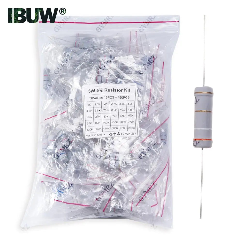 1/2W 1W 2W 3W Resistance 5% Metal Film Resistor Assortment Kit Set 30Kinds Each 5/10PCS 1R~750R 1K~820K Ohm