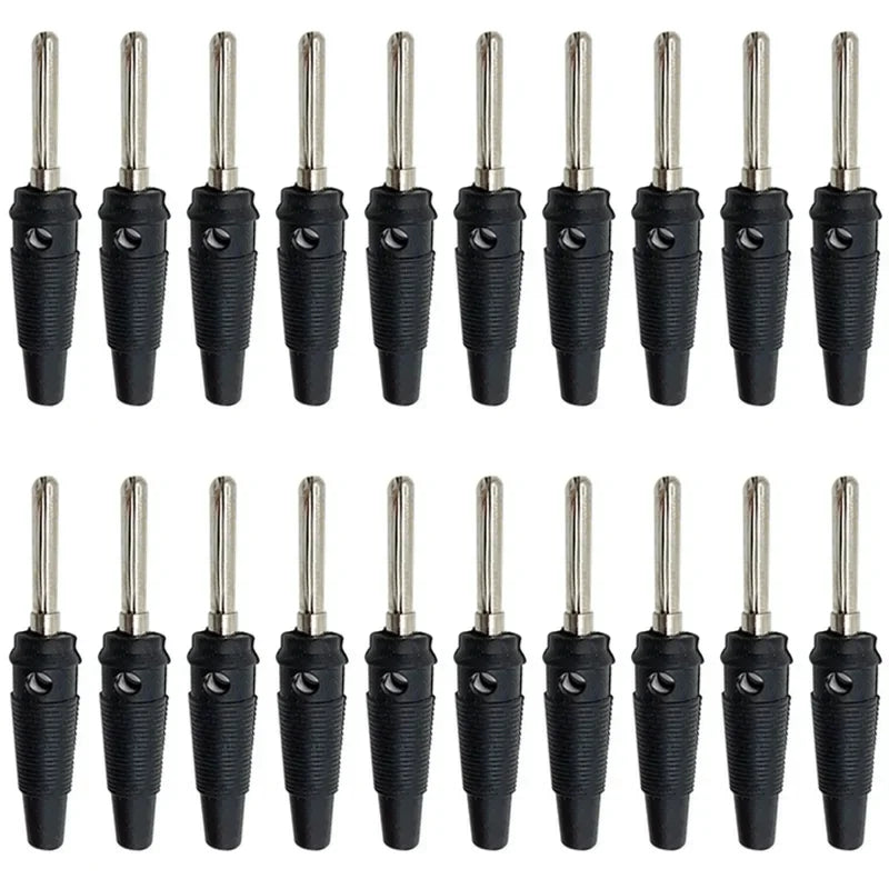 20/100Pcs 4mm Banana Plug Connectors Black And Red High Current Insulated Shrouded Stackable Connector Screw Connection