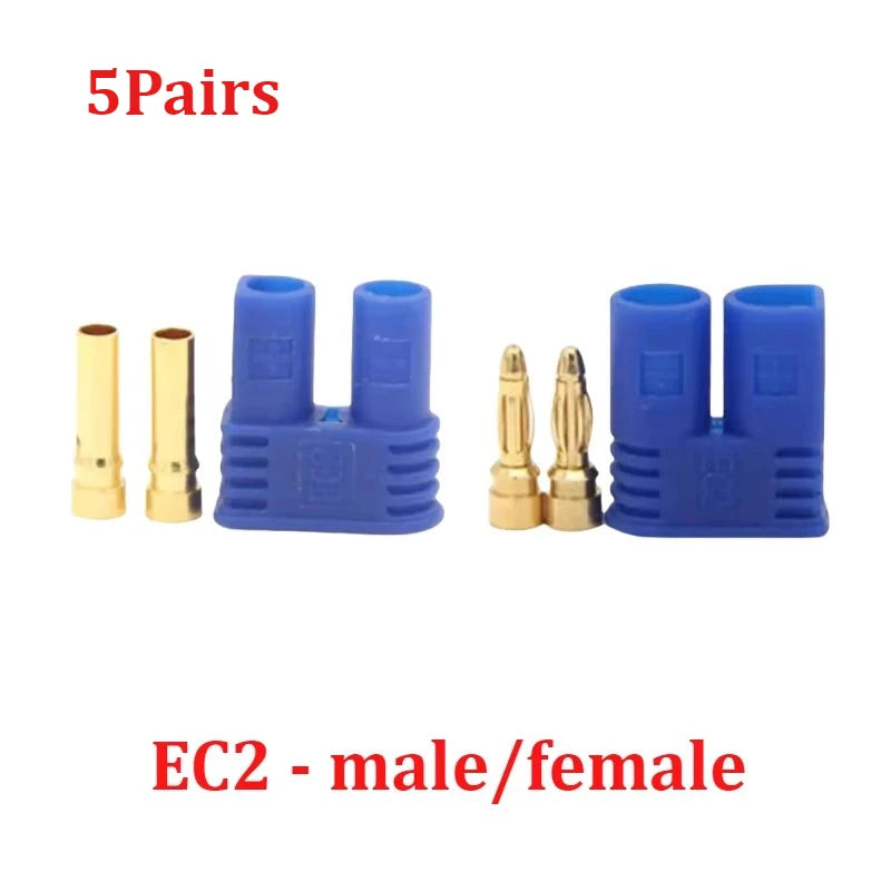 5 Pairs EC2/3 EC5 EC8 connector kit male and female Bullet Gold Plated Banana Plug Be used for RC Model Airplane Connector parts