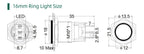 12/16mm Flat LED Illuminated Reset Latching Ring LED Metal Push Button Switch Waterproof On Off with Power Symbol