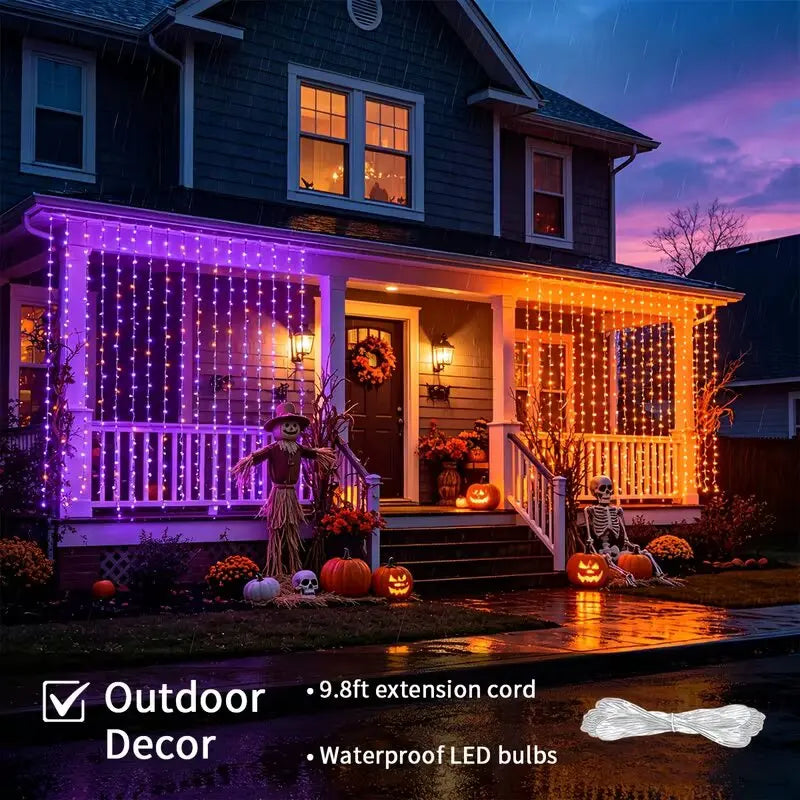 Smart RGB LED Curtain Fairy Lights, Remote-Controlled & Music-Synchronized, Indoor Outdoor Christmas Decoration Lights
