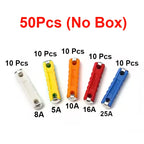100/200 Pcs Continental Car Fuses Set European Bar Torpedo Fuse Automotive Circuits For Vintage Classic Cars 5/8/10/16/25 AMP