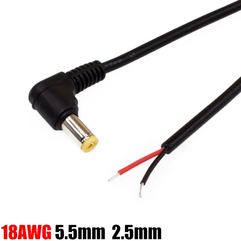 90 Degree Right Angle DC Power 5.5mm 2.1mm Barrel Male Plug Connector to Pigtail Cable for 5050 3528 LED Strip Light CCTV Camera