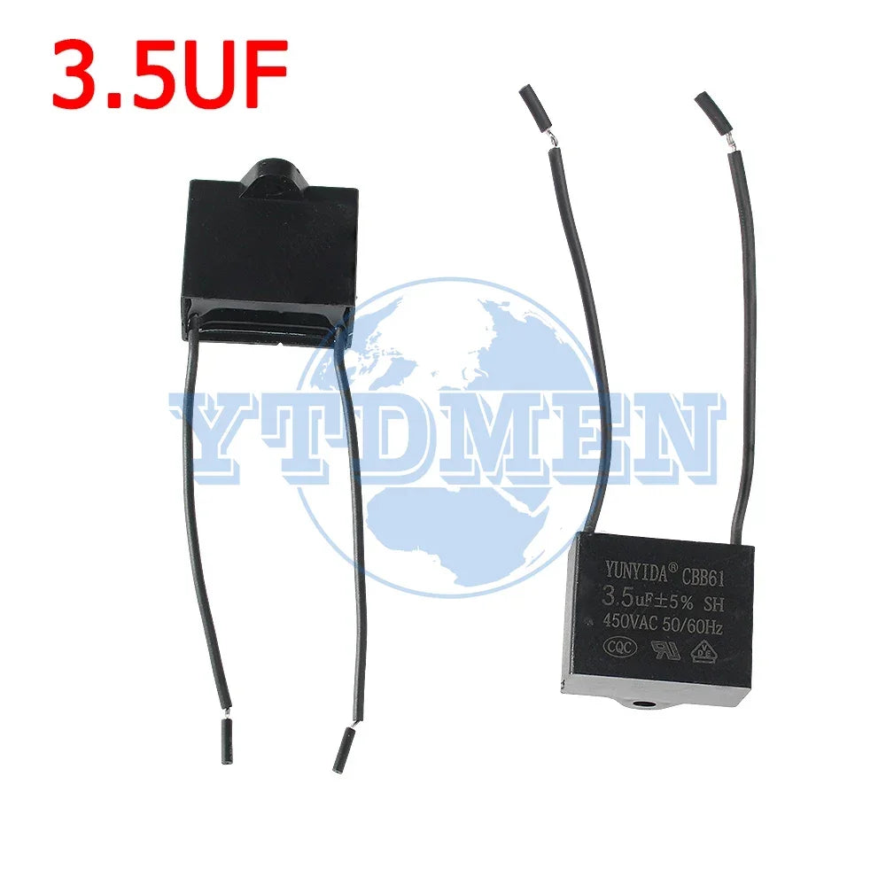 1/2/5PCS CBB61 Motor Run Capacitor 450V AC Fan Capacitors 0.8/1/1.2/1.5/1.8/2/2.5/4/5/6/8/10UF for Ceiling Fan & Air Conditioner