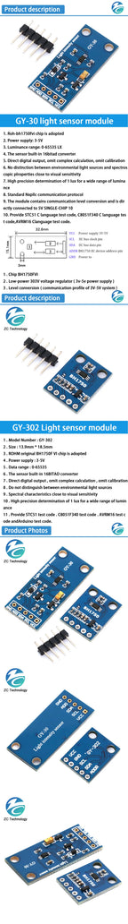 1/5PCS GY-302 GY-30 BH1750 BH1750FVI The digital optical intensity illumination sensor BH1750FVI of module for arduino 3V-5V
