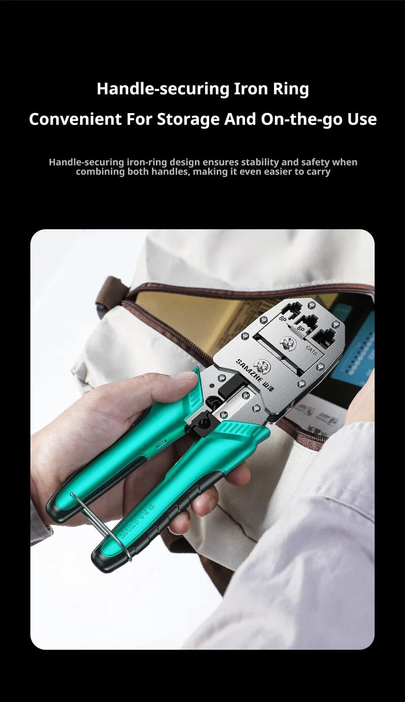 SAMZHE Alloy Steel Crimp Plier RJ45 Crimper Stripper Cutter for Cat5e/6/7/8 Ethernet Wire Tool With Dovetail Clip Double 8P