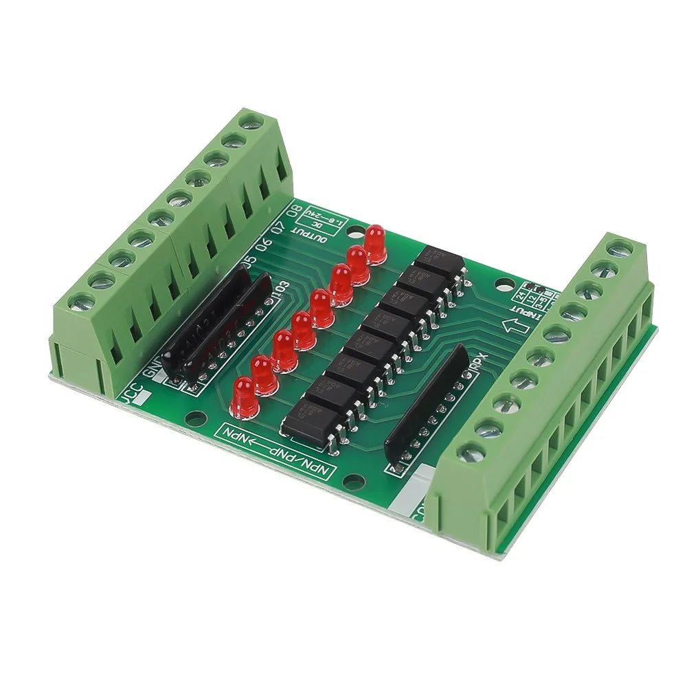 8 Channel Optocoupler Isolation Module Signal Voltage Converter PNP NPN Low High Level Output AC 110V 220V DC 3.3V 5V 12V 24V