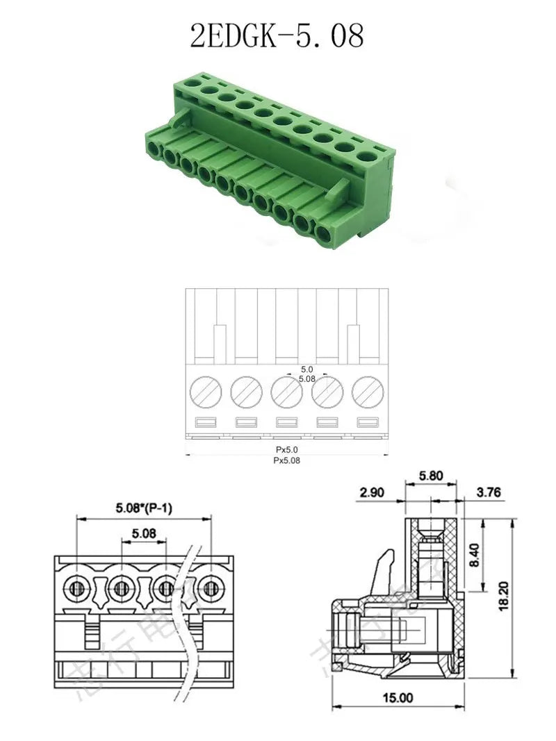 1Sets 2EDG-UKR-5.08mm Cable Butt Joint 35mm Rail Type Terminal Block Screw Plug-in Wire Connector Solderless Butt Joint 2P-24P