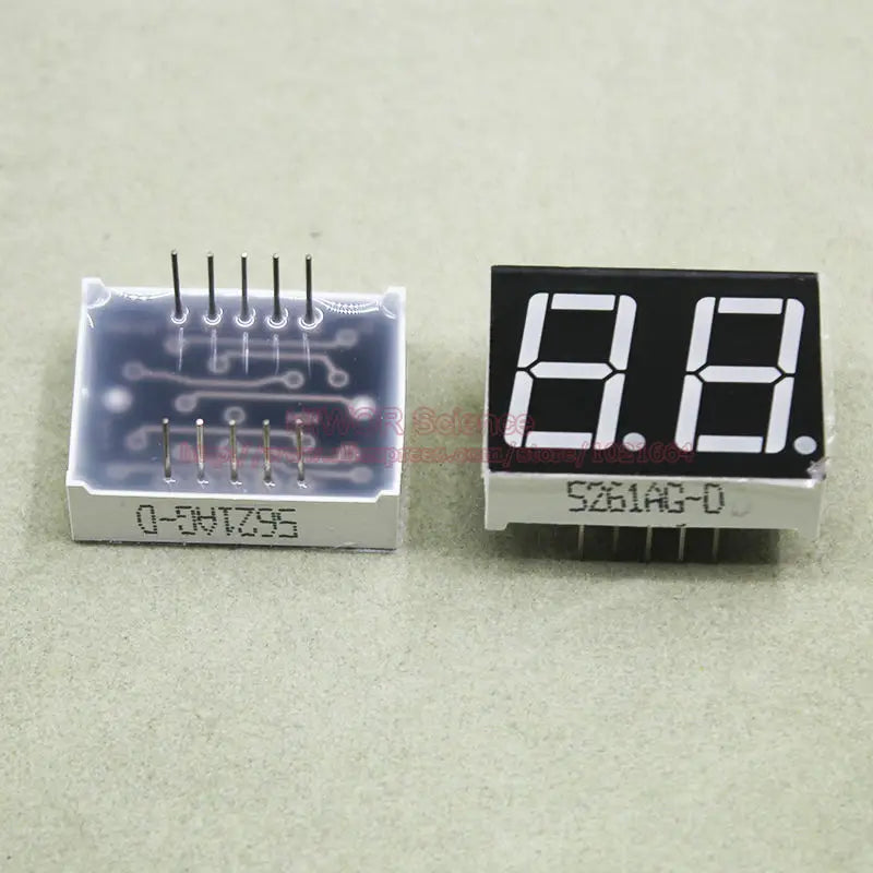 10pcs 0.56 inch 10Pins 5261AG 5261BG 2 Digit Bits 7 Segment Yellow-Green Chartreuse LED Digital Display Common Anode Cathode