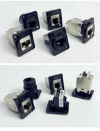 D-type RJ45 Network Module Panel Connector 8P8C Metal Housing Copper Pins Female Socket CAT6 CAT6A Shielded Crimping Module