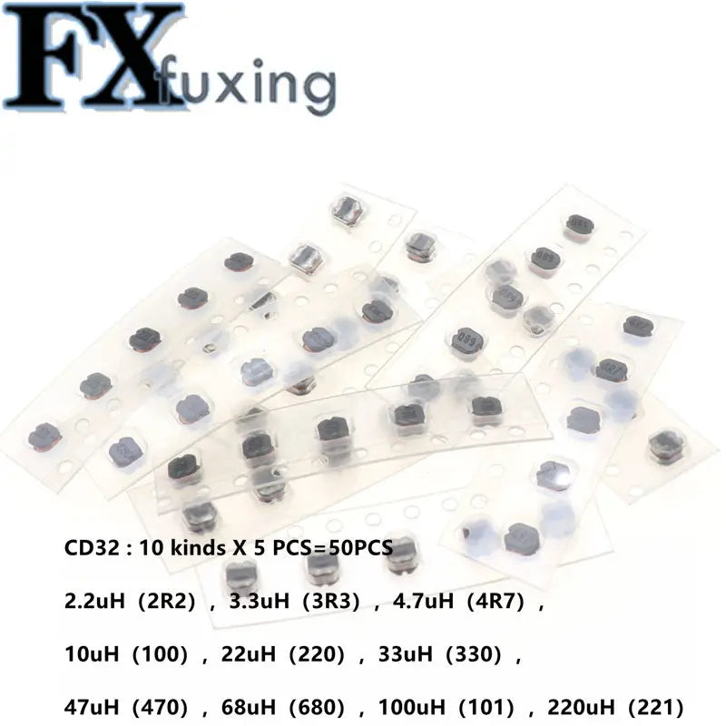 26/39/65/50PCS SMD Power Inductor Kit CD32 CD43 CD54 CD75 2.2uH-470uH 2.2uH-220uH Wire Wound Chip inductance Inductors Set 4R7