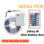 DC 5V RGB LED Strip 5050 30LEDs/m Battery Powered IP21/IP65 IR RF Remote Control Flexible Tape for TV Backlight Room Decor