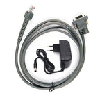 2/3/5M RS232 Straight Harness AC Adapter US EU Plug Power Supply Zebra Symbol LS2208 LS4208 LS9208 Barcode Scanner Serial Cable