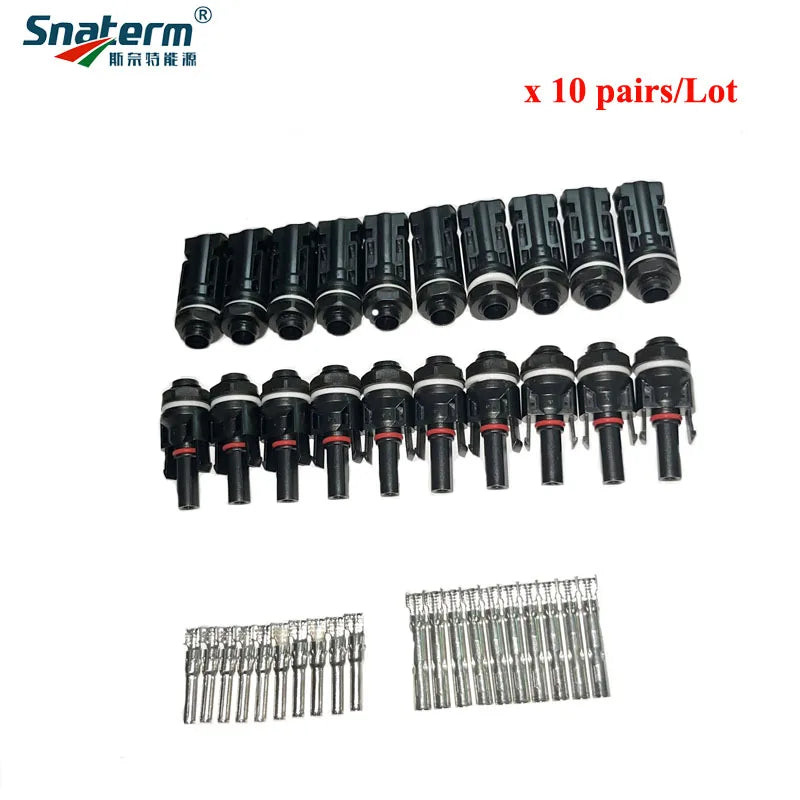10 pairs/ Solar Photovoltaic Connector Male Female Solar Panel Waterproof Plug and Tool For Inverter M12 Thread 1000V 30A Cable