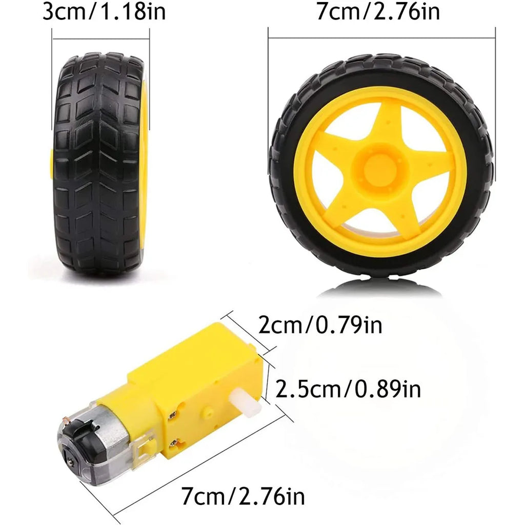 5PCS DC Gearbox Motor TT Motor 200RPM Tire Wheel DC 3-6V 1:48 Male Connector with 1Pc L298N Motor Drive Controller Board