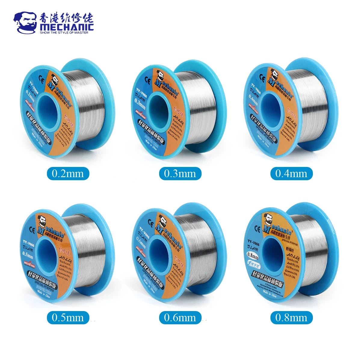 MECHANIC TY-V866 Mild Rosin Core 183℃ Melting Point 0.2-0.8mm High Purity Environmental Solder Wire Welding Flux Iron Cable Tool