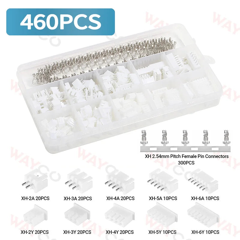 460/1550PCS Dupont Connector Kit JST-XH 2.54mm Set 2/3/4/5/6Pin Housing Adapter Male/Female Pin Header Terminal for Wire Cable