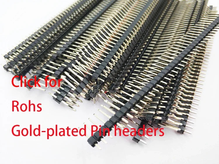 10pairs 1x40Pin Single Row Male Female 2.54mm PH3.5/5/5.7/8.5mm Brass Goldplated Reflow Rohs PCB Pin Header Jumper Socket Kit
