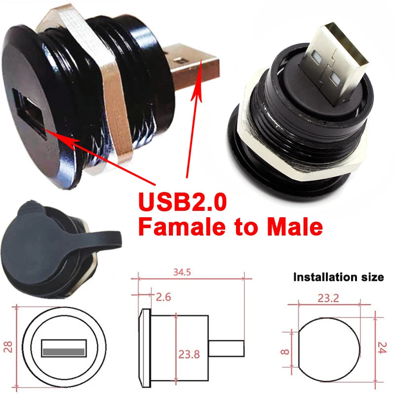 1Pcs Metal Round Socket Module D Type RJ45 Straight Through Network USB2.0 USB3.0 Connector Panel Mounting HDMI CAT6