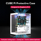 Raspberry Pi 5 Case Protective Kit with Cooling Fan RGB Color Light and 0.96 Screen Display DIY Electronic Shell Support M.2 SSD