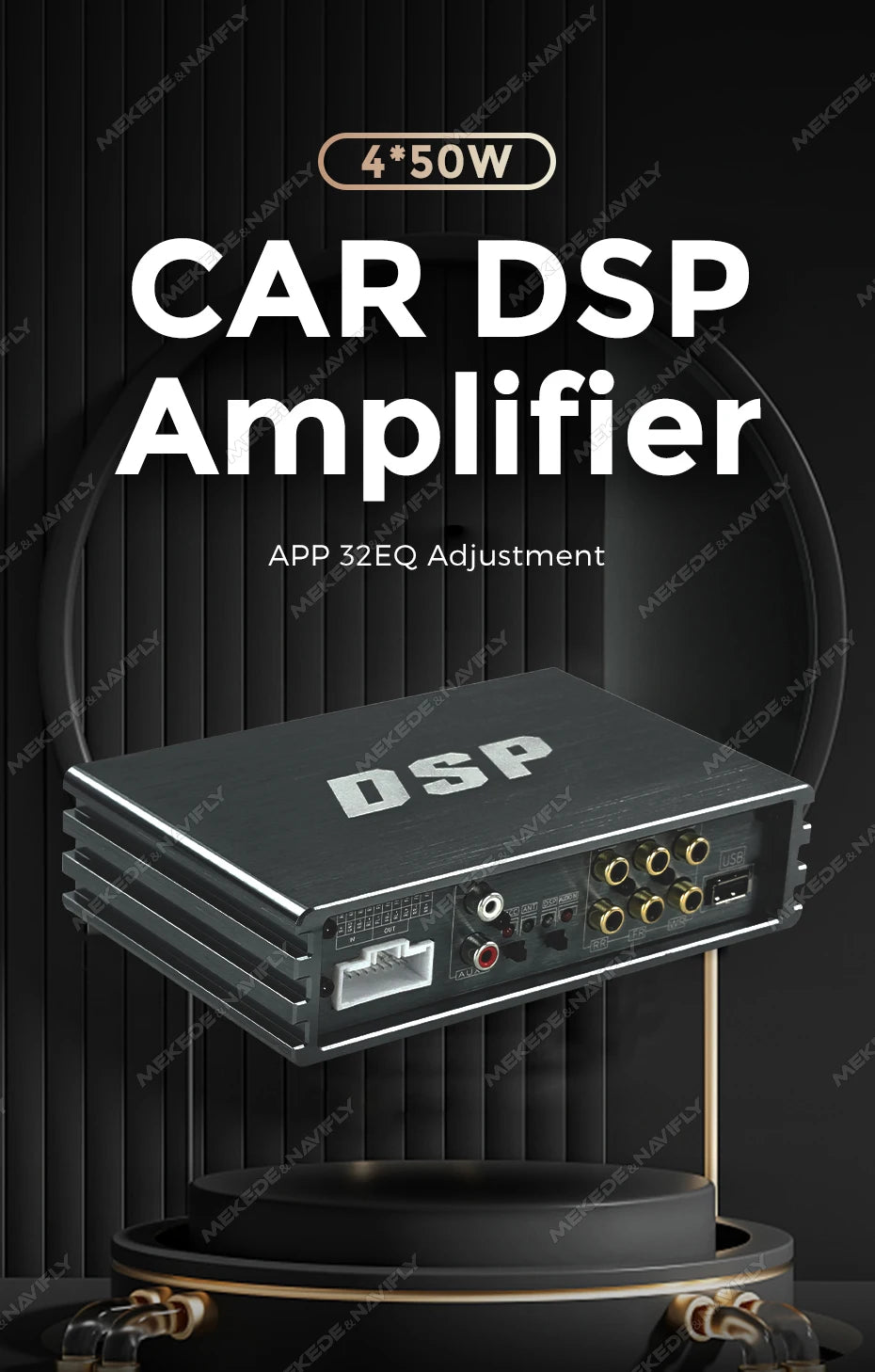 MEKEDE&NAVIFLY 4*50W Car DSP Amplifier Intelligent Car Audio System Universal Car Radio Digital Audio Processor Stereo Amplifier