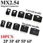 10PCS Dupont Connector MX2.54 Single Row With Belt Buckle 2.54MM Straight Pin Header Curved Pin Header 2P 3P 4P 5P 6Pin
