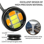 2pcs Car Daytime Running Lights White Yellow Eagle Eye LED 12V 5730 6smd Reversing Parking Tail Bulb Turn Signal Lamp Waterproof